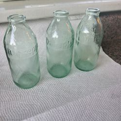 Three Vintage Dr. Pepper Bottles 