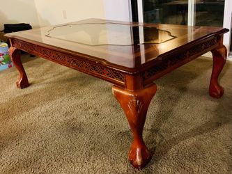 Glass Top Wooden Center Table