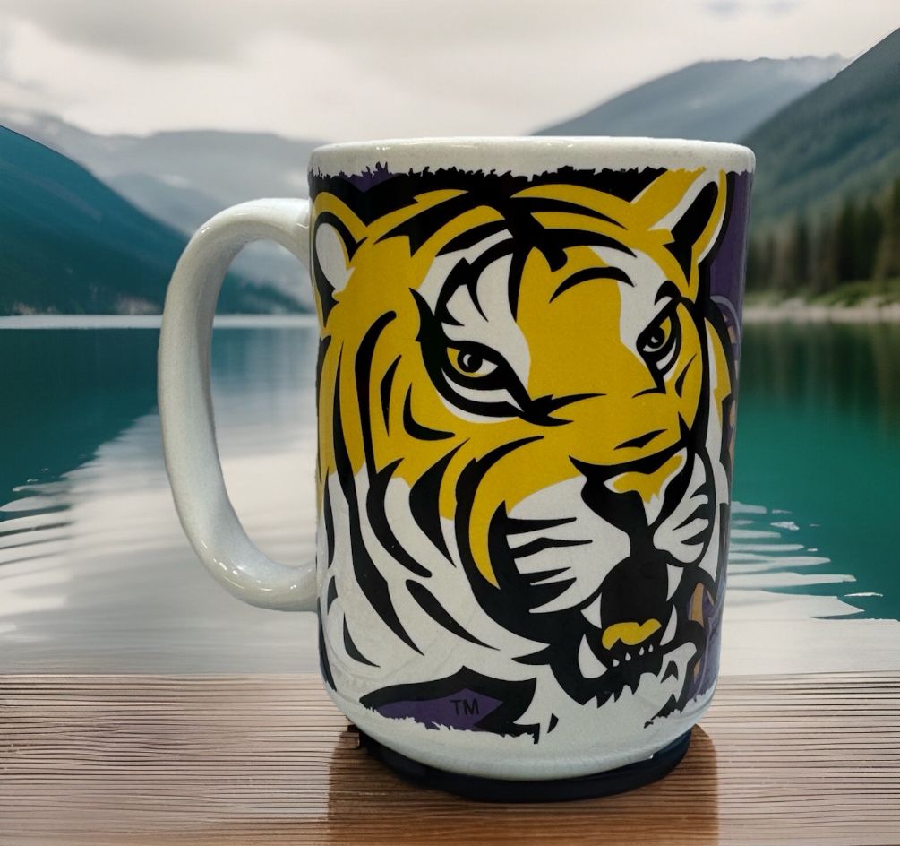 LSU Tigers NCAA 14oz Coffee Mug Cup Logo New Hard To Find Rare