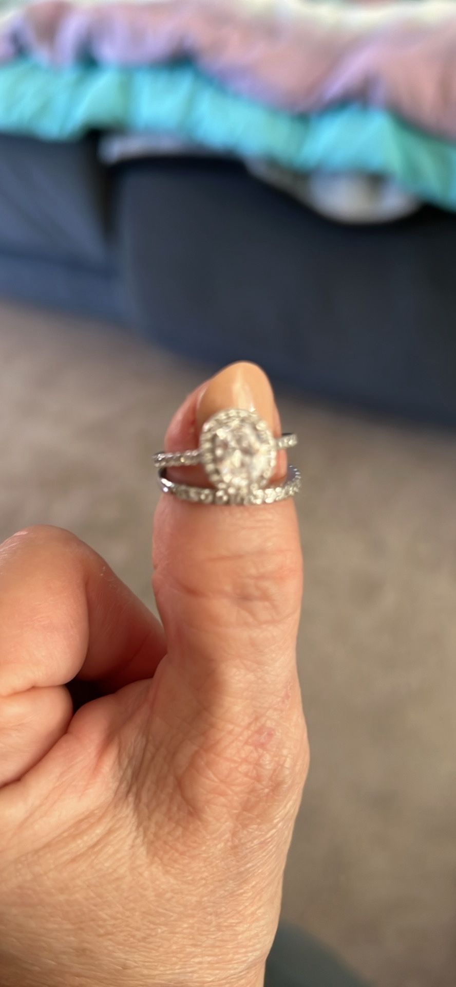 Cubic Zirconia Bridal Rings Sets Oval