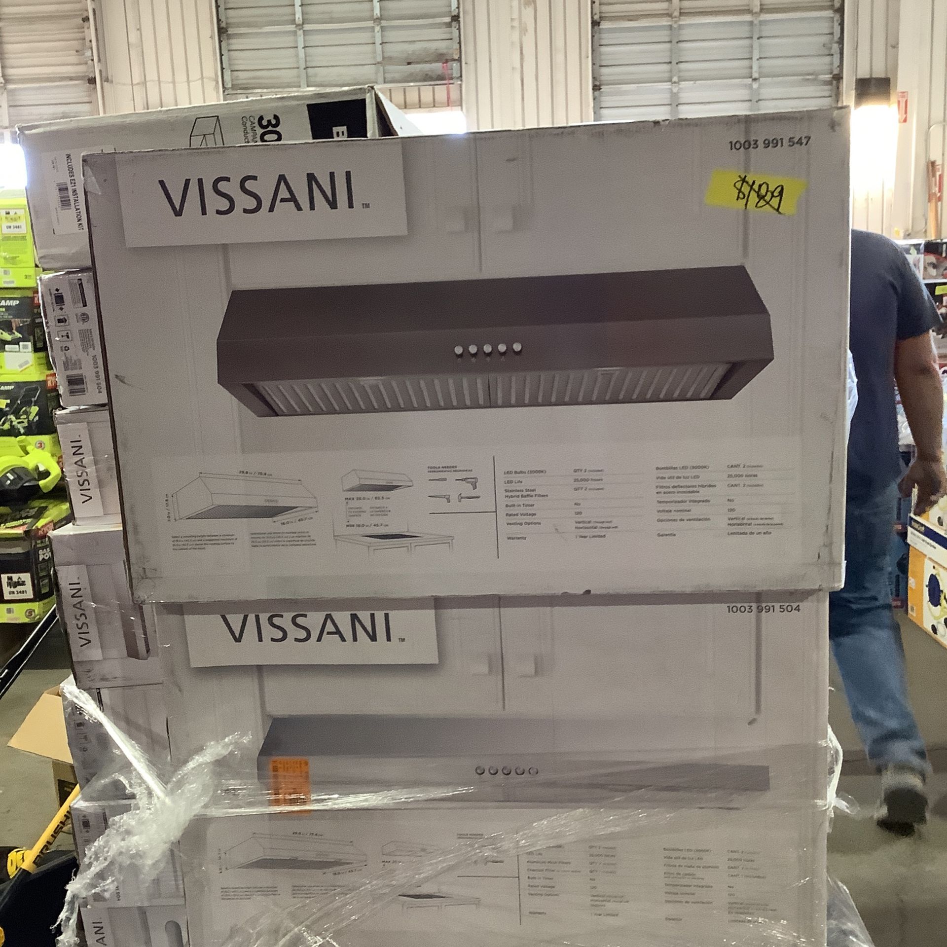 Vissani 30 in. W 7 in. 370 CFM Under the Cabinet Range Hood with LED Bulbs in Black Stainless Steel