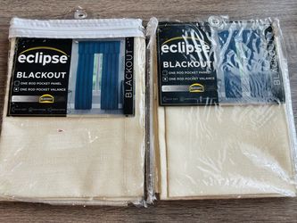 Eclipse Samara Solid Color Blackout Rod Pocket Curtain Valance, Ivory, 42 x 16