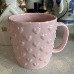 Valentine Pink Embossed Heart Coffee/Tea Mug
