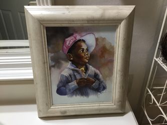 African American Boy With A Duck Small Giclee On Canvas Painting By G. Rose