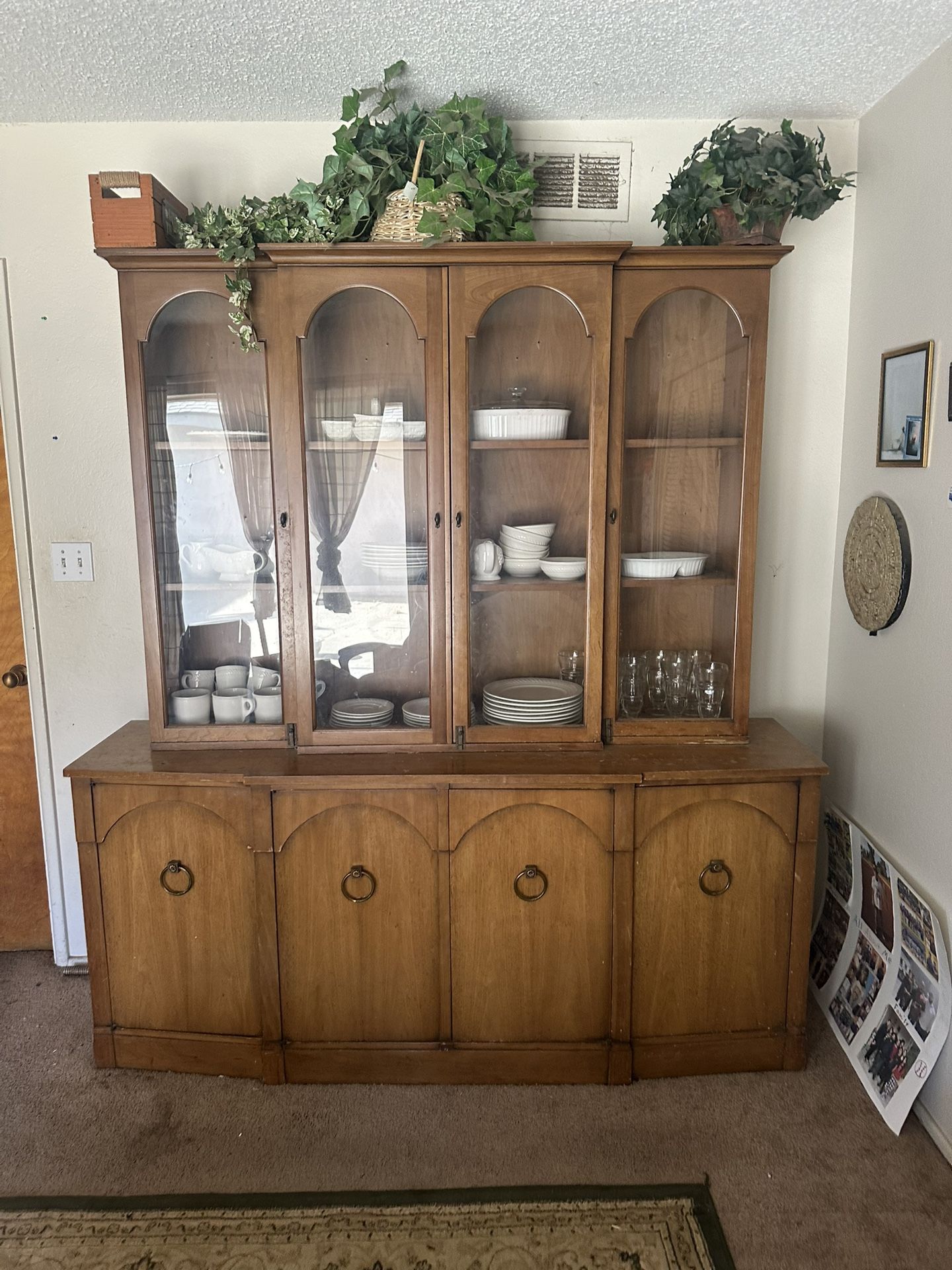 Brown China Cabinet with White Glass  wear Included