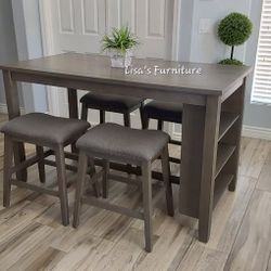 Beautiful Gray Counter Height Dining Table 