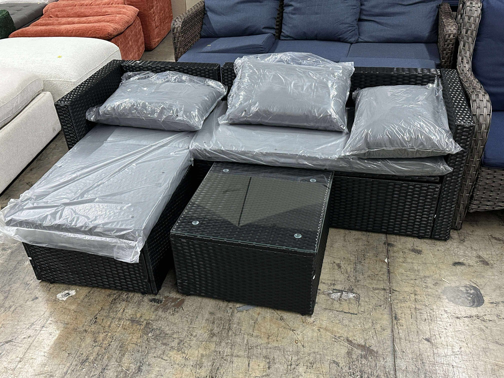 3-Piece Patio Sectional Sofa, Patio Furniture Set with Detachable Soft Cushions