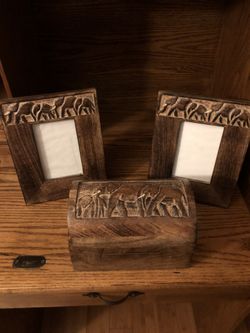 Wooden frames w/ small chest
