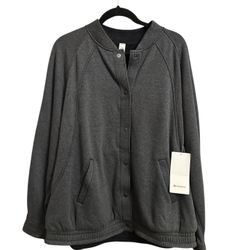 Lululemon Scuba Oversized Varsity Jacket NWT Plush XL/XXL Dark Gray Preppy
