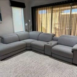 Modern Grey Reclining Corner Lounge Suite