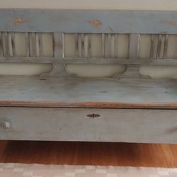 Vintage (antique?) Solid Wood Bench With Drawer