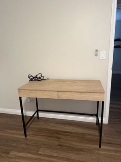 Light Wood Desk with Outlets