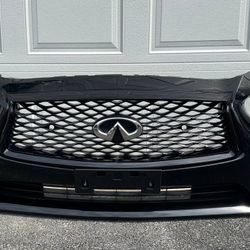 BLACK DAMAGED INFINITI Q50 FRONT BUMPER 2018 2019 2020 2021 2022 2023 2024