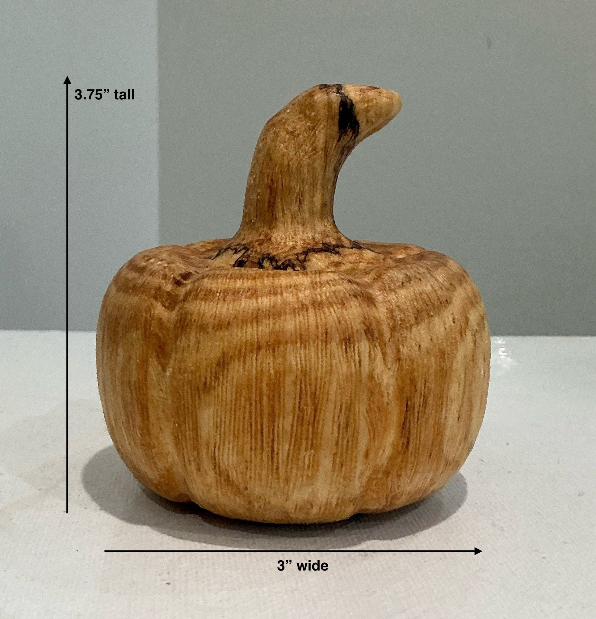 Small Spalted Maple Hand Carved Wood Pumpkin