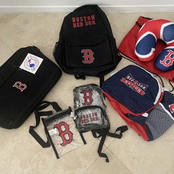 Boston Red Sox Package Deal, Table Pillow, Two Small Transparent Bags, Backpack, World Series Championship Small Duffle Bag And Computer Bag