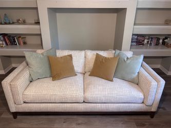 Two-Seat Sofa with Wood Legs Pillows Included