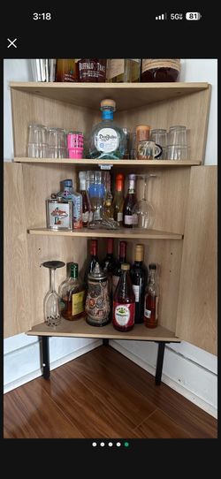 Brand New Neutral Corner Liquor Cabinet