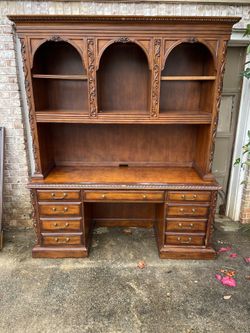 executive office desk with lighted hutch