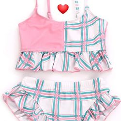 High Waisted Ruffle Toddler Swimsuit Girls Teens Two Piece Crop Top Bathing Suits Kids Rash Guard Tankini Set Bikini  3-14yo NEW.

Top Style: Rashguar