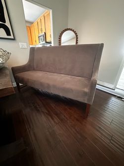 World Market Wingback Upholstered Settee / Entryway Bench - Excellent Condition
