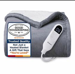 Bedsure Heated Blanket Throw Blanket - Fast Heating Electric Blanket, Soft Flannel Heated Throw with
