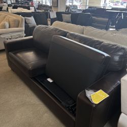 Brown Leather Sofa Sleeper 