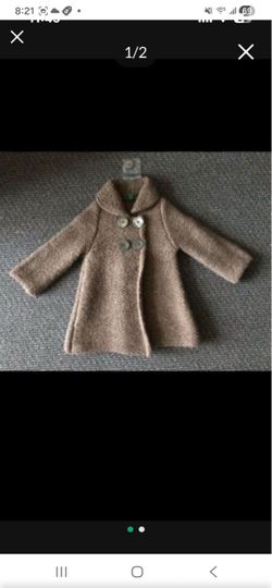 NEW United Colors Of Benetton Kids Children Girl Warm Cozy Wool Coat Jacket Size 3-4T