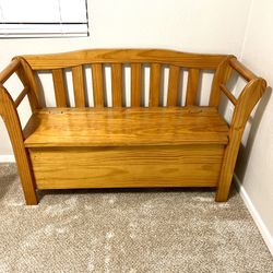 Solid Wood Bench with Storage