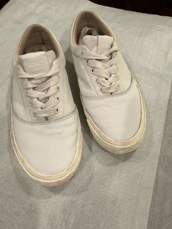 TOMS White Leather Low-Top Sneakers