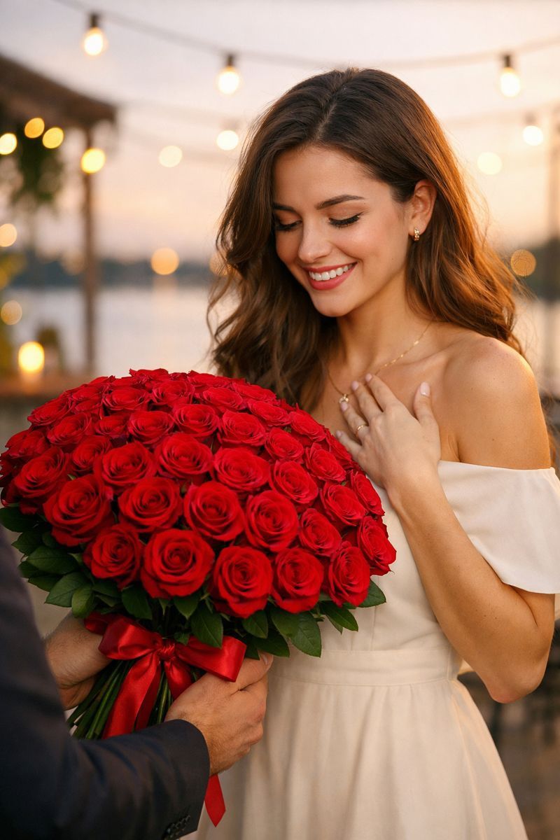 48 Stems of Fresh Roses / Flower Bouquet/ White or Red Roses, Valentine's Day Roses, Birthday Flowers