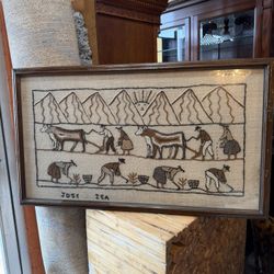 Vintage Boho Needle Point Threading Signed