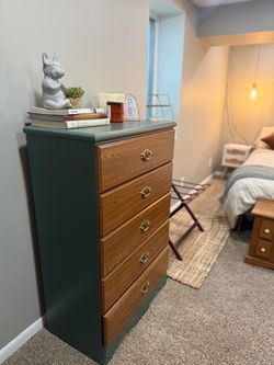 Dual Tone Dresser - Wood + Dark Green