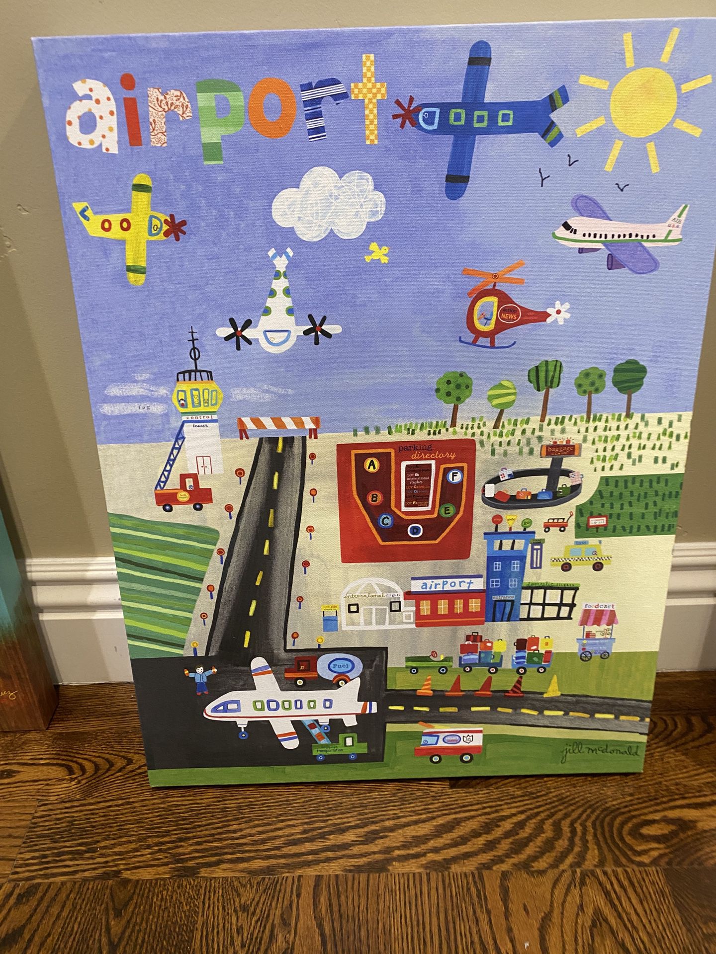 Kids Canvas Art With Airport Theme 