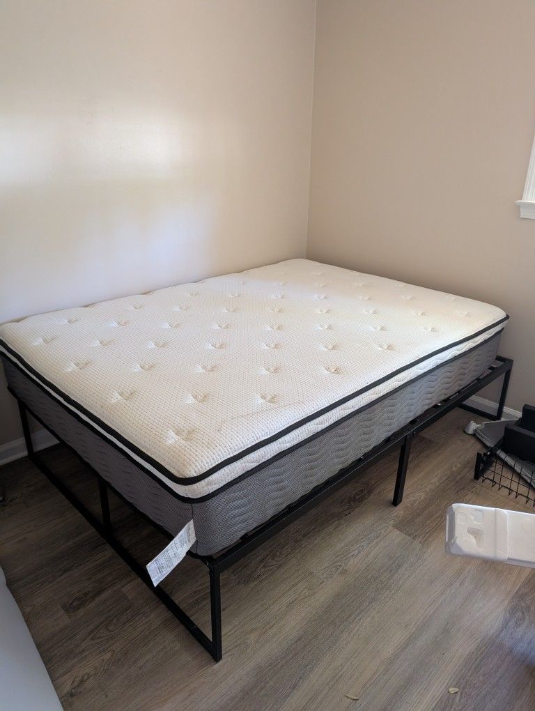 Full Size Mattress And Metal Bed Frame 