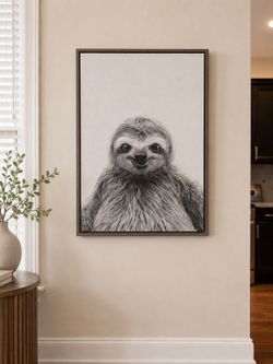 Cute Sloth Framed Canvas Wall Art – 23” x 33” – Like New