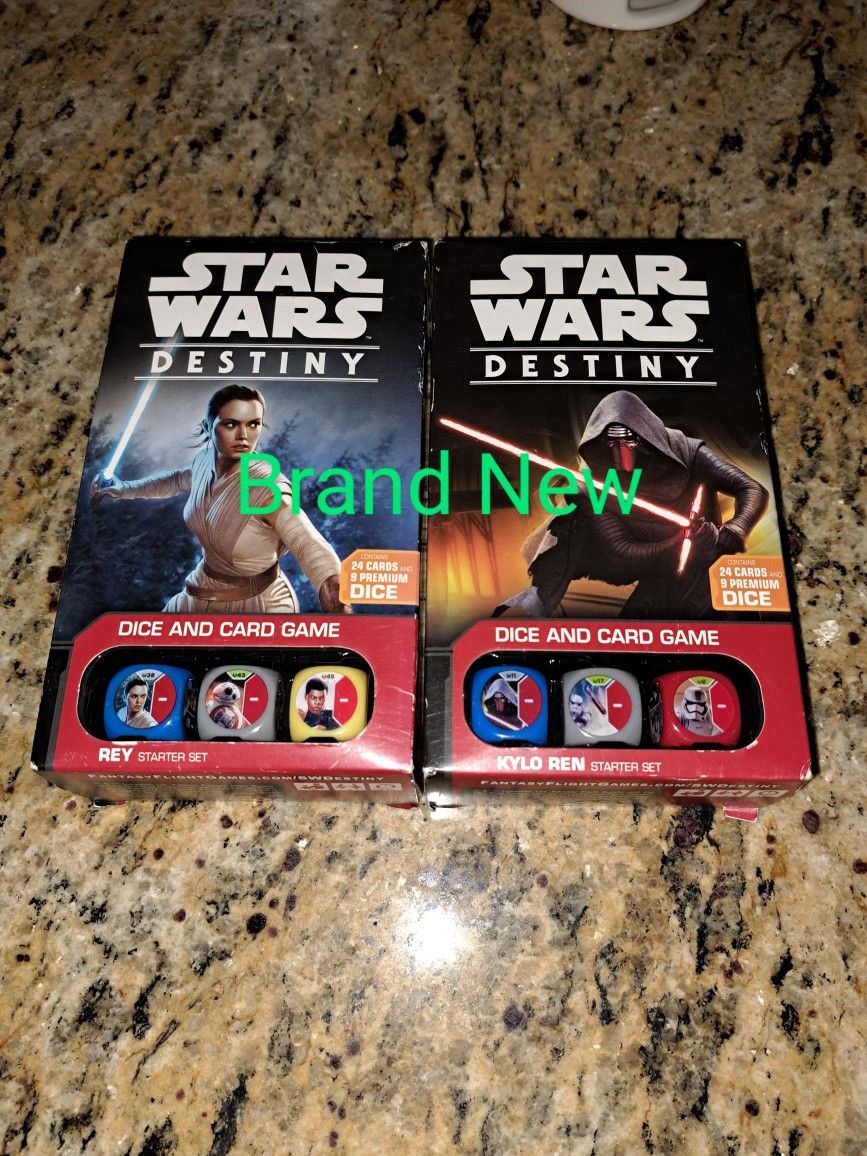 2 Brand New Star Wars Destiny & Dice Card Game Starter Sets For 1 Price (Kylo Ren & Rey)
