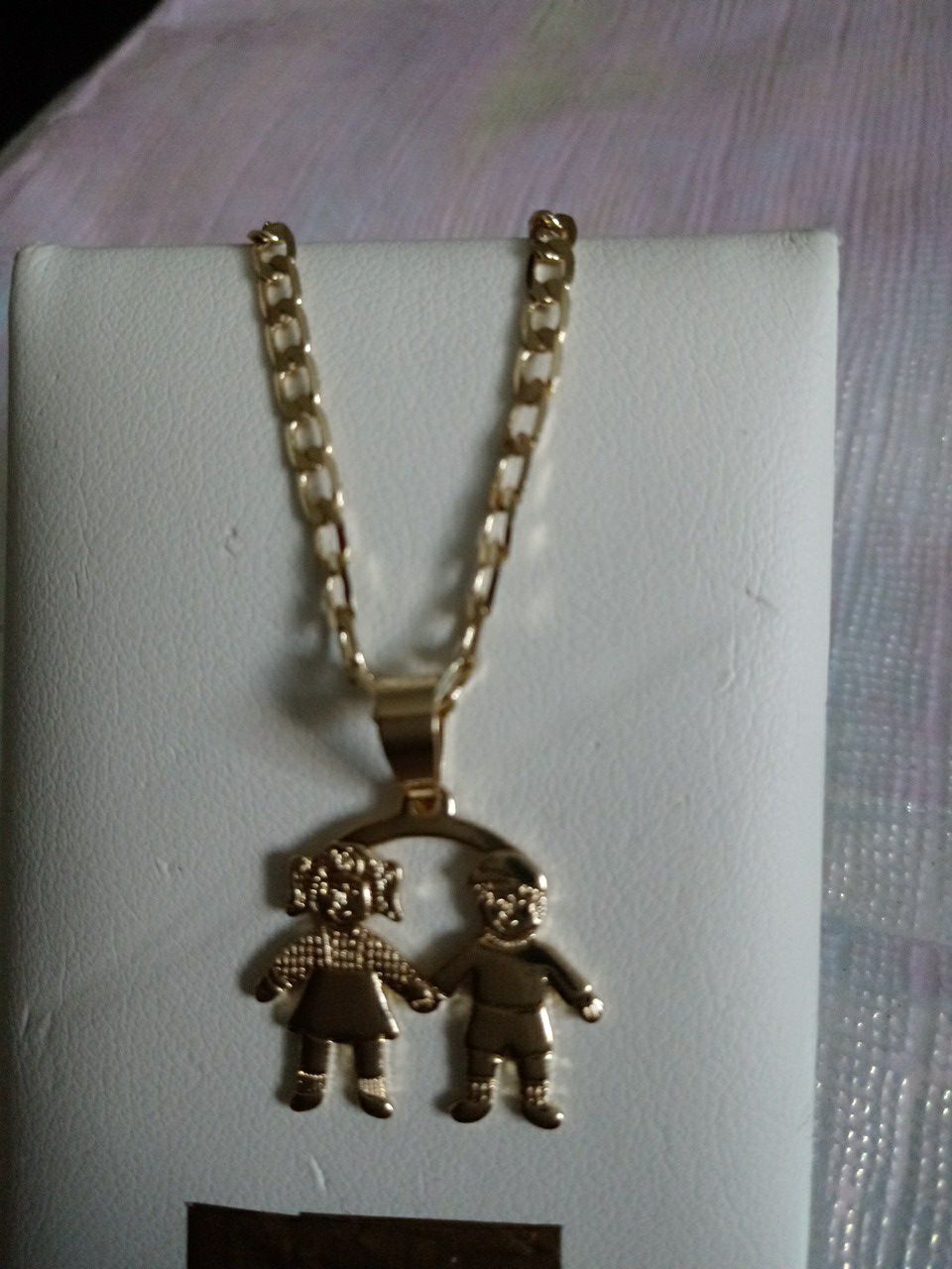 Chain for mom or girl and boy brothers in gold plated