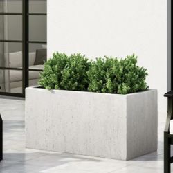 Fardeen Large White Lightweight Concrete Outdoor Rectangular Floor Planter