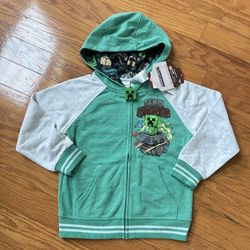 NWT Licensed Minecraft boys full zip hoodie jacket size S 6/7
