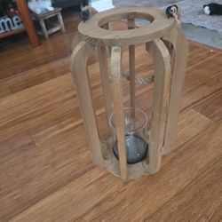 Wooden Open Candle Lantern 