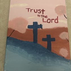 Hand Painted “Trust in the Lord” Canvas ✝️ Christian Wall Art