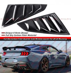 24-26 Ford Mustang Real Carbon Fiber Quarter Side Window Louver