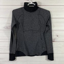Lululemon Women's Runderful 1/2 Zip Pullover Size M MEDIUM Heathered Black Sweatshirt Top  Shirt