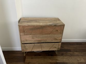 Mid-Century Modern 3-Drawer Wood Chest – Brass Hairpin Legs