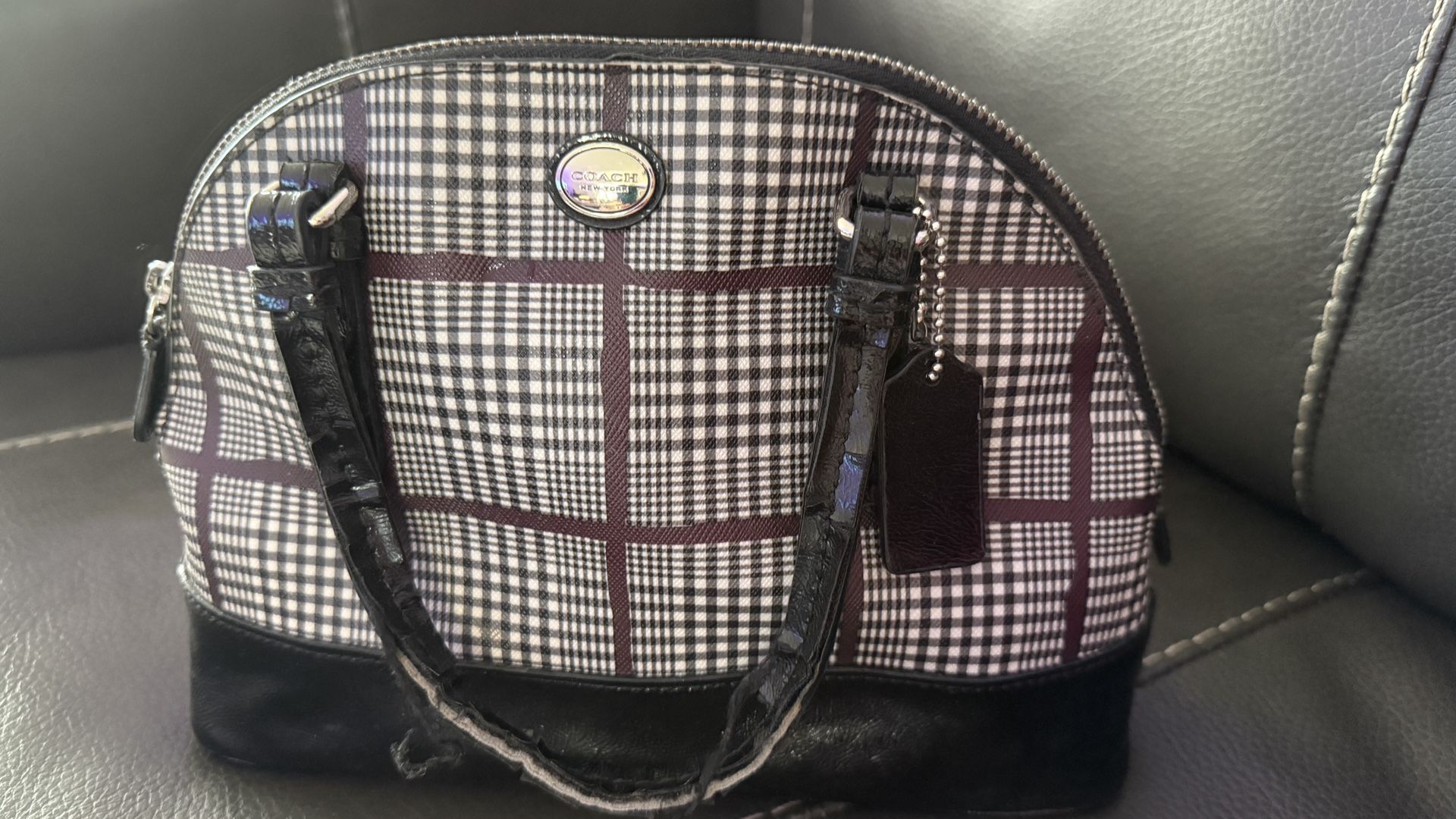 Authentic Vintage Coach Plaid Dome Satchel – Classic Purse, Worn Handle