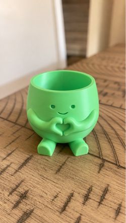 Green 3D Printed Character Planter Pot
