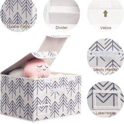 Large Storage Basket with Lid & Handles, Collapsible Storage Box for Closet, Bedroom, Dormitory Organization, White