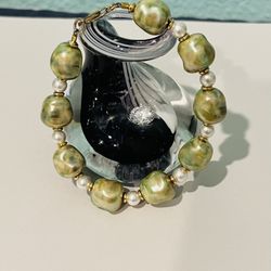 Green Pearl Bracelet 14K GF