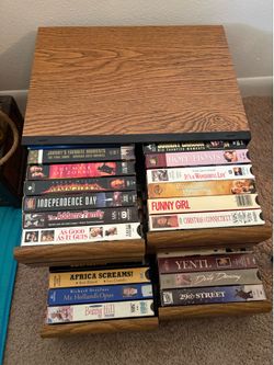 VHS lot with wooden case
