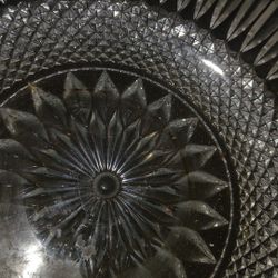 Crystal Glass Bowl With Silver Trim